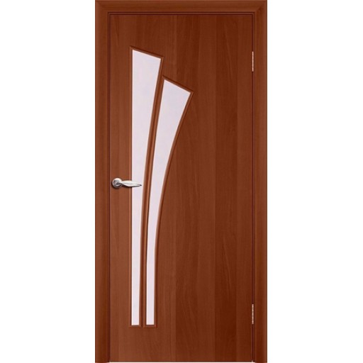 Дверь межкомнатная ламинированная Лагуна Итальянский орех, стекло белое матовое